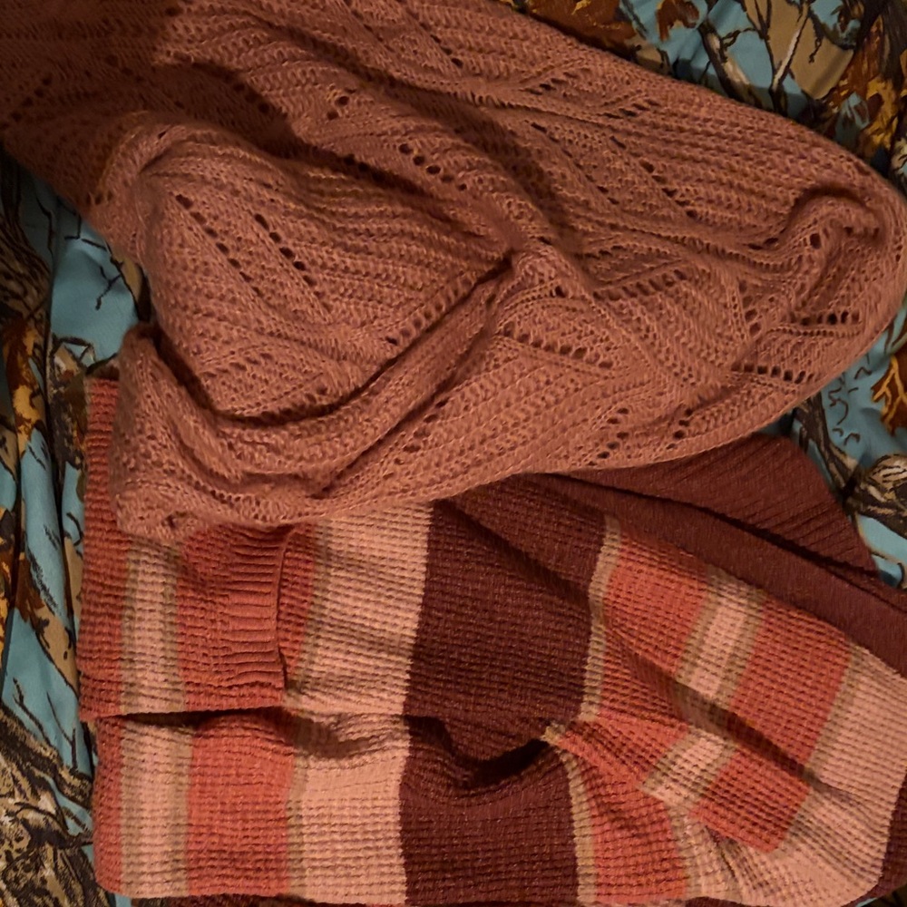 Pink Knit  and Striped Cardigan